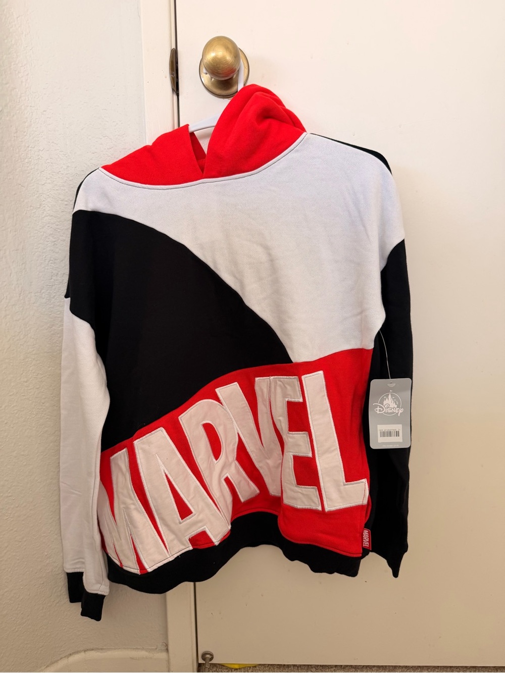 Marvel Colorblock Crewneck Sweater in Red, Black & White AND T-shirt BUNDLE
